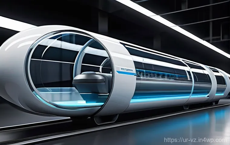 하이퍼루프 시스템의 에너지 공급 체계 - **Hyperloop Pod Speed and Maglev in a Vacuum Tube**
    A futuristic, highly aerodynamic Hyperloop p...