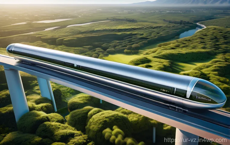 하이퍼루프 교통의 정책적 지원 방안 - Image Prompt 1: The Eco-Futuristic Hyperloop Journey**