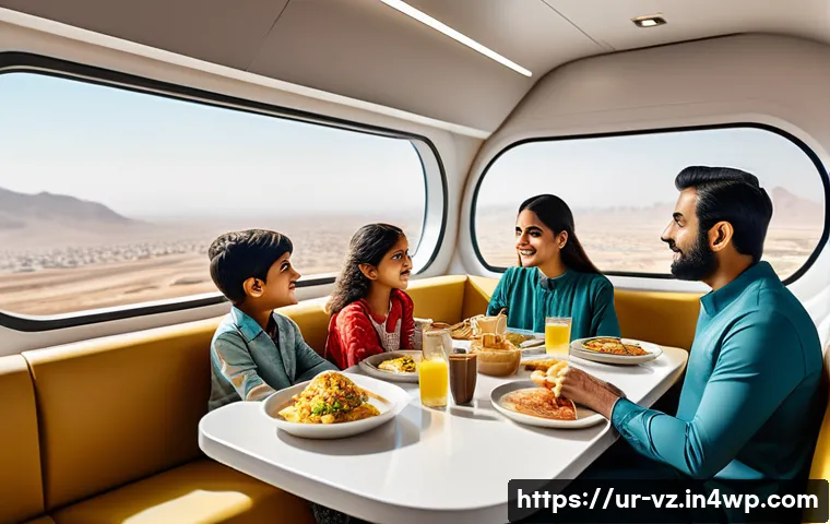 하이퍼루프 교통의 법적 및 제도적 고려사항 - A vibrant, futuristic scene showing a diverse Pakistani family (father, mother, two school-aged chil...