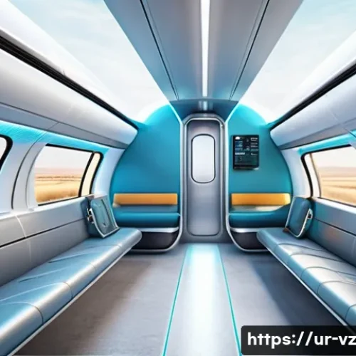 하이퍼루프 시스템의 고객 요구 분석 - A futuristic hyperloop train interior designed for comfort and safety, featuring smooth aerodynamic ...