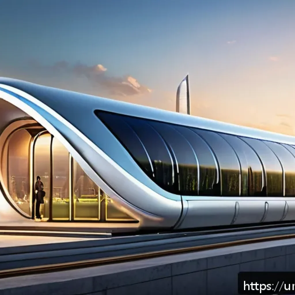 하이퍼루프 기술의 발전 방향과 미래 - A futuristic hyperloop station in a bustling Pakistani cityscape at sunset, featuring sleek solar pa...
